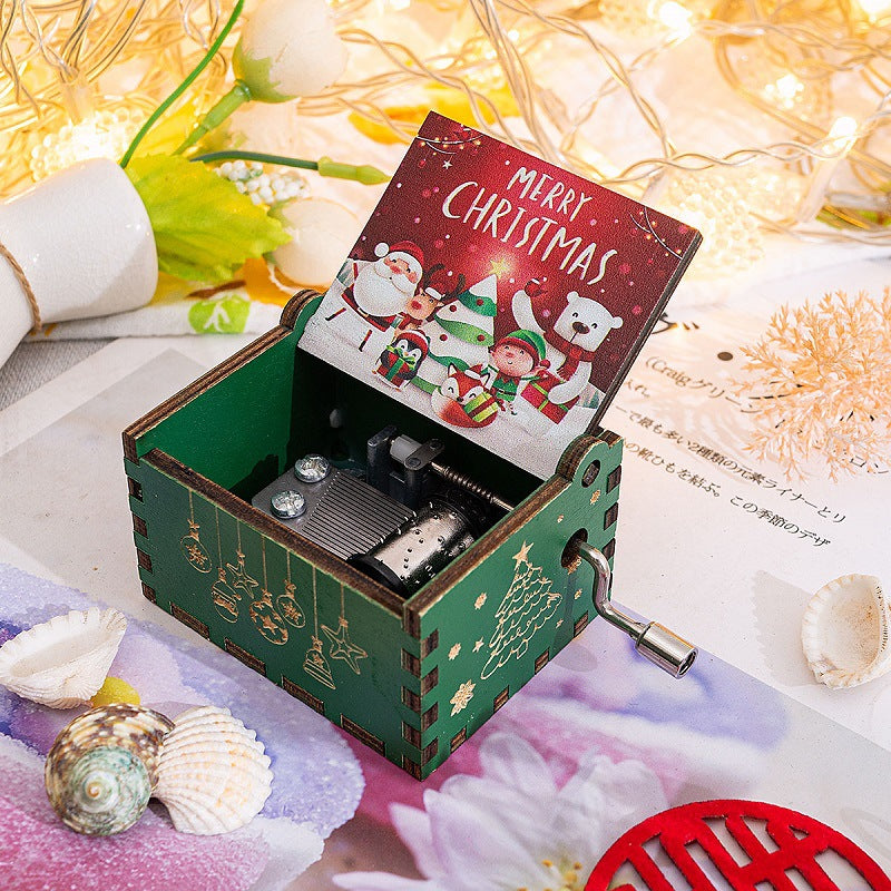 Wood Christmas Hand Crank Music Boxes