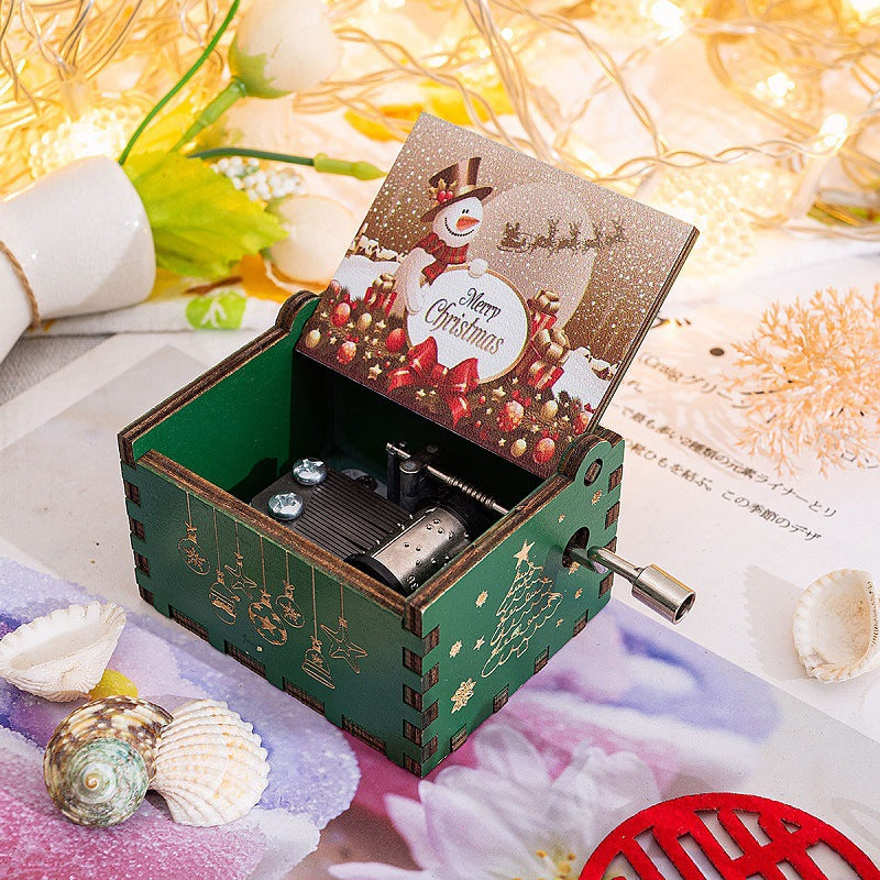 Wood Christmas Hand Crank Music Boxes