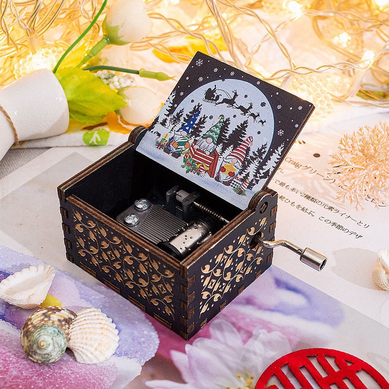 Wood Christmas Hand Crank Music Boxes