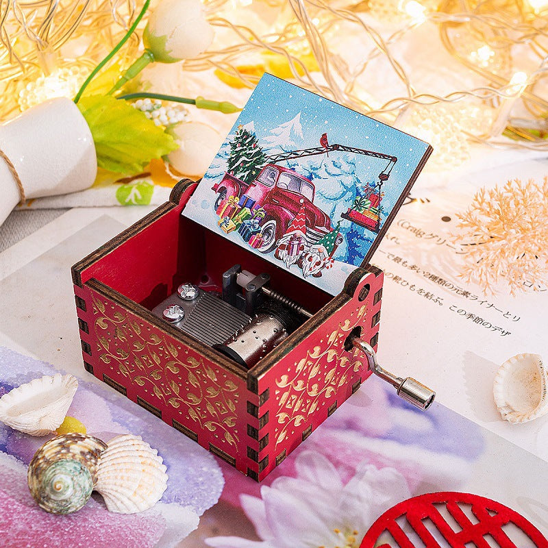 Wood Christmas Hand Crank Music Boxes