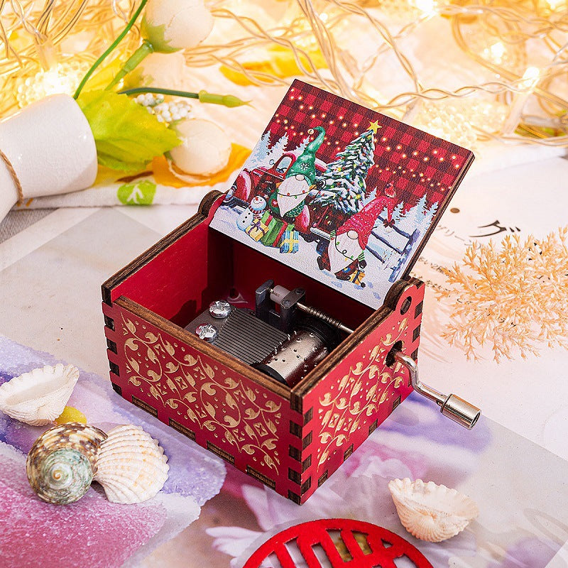 Wood Christmas Hand Crank Music Boxes