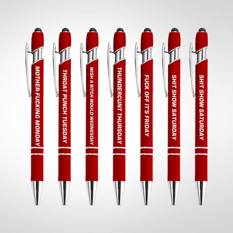 🔥Last Day Promotion 50% OFF💝Funny Stress-Relief Daily Quotes Metal Ballpoint Pen Set (7 Pcs) | 🎁Office Christmas Gift Exchange
