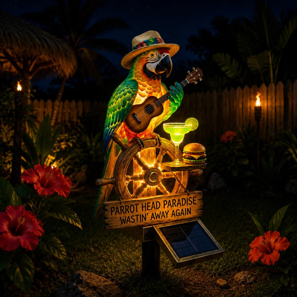 🌴 Solar-Powered Parrot Garden Light – “Wastin' Away Again”