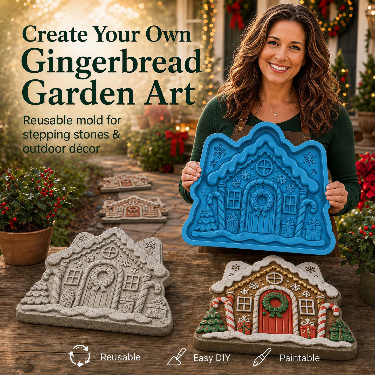 🌲 Reusable Christmas Theme Garden Art Mold – Make Your Garden Truly One of a Kind