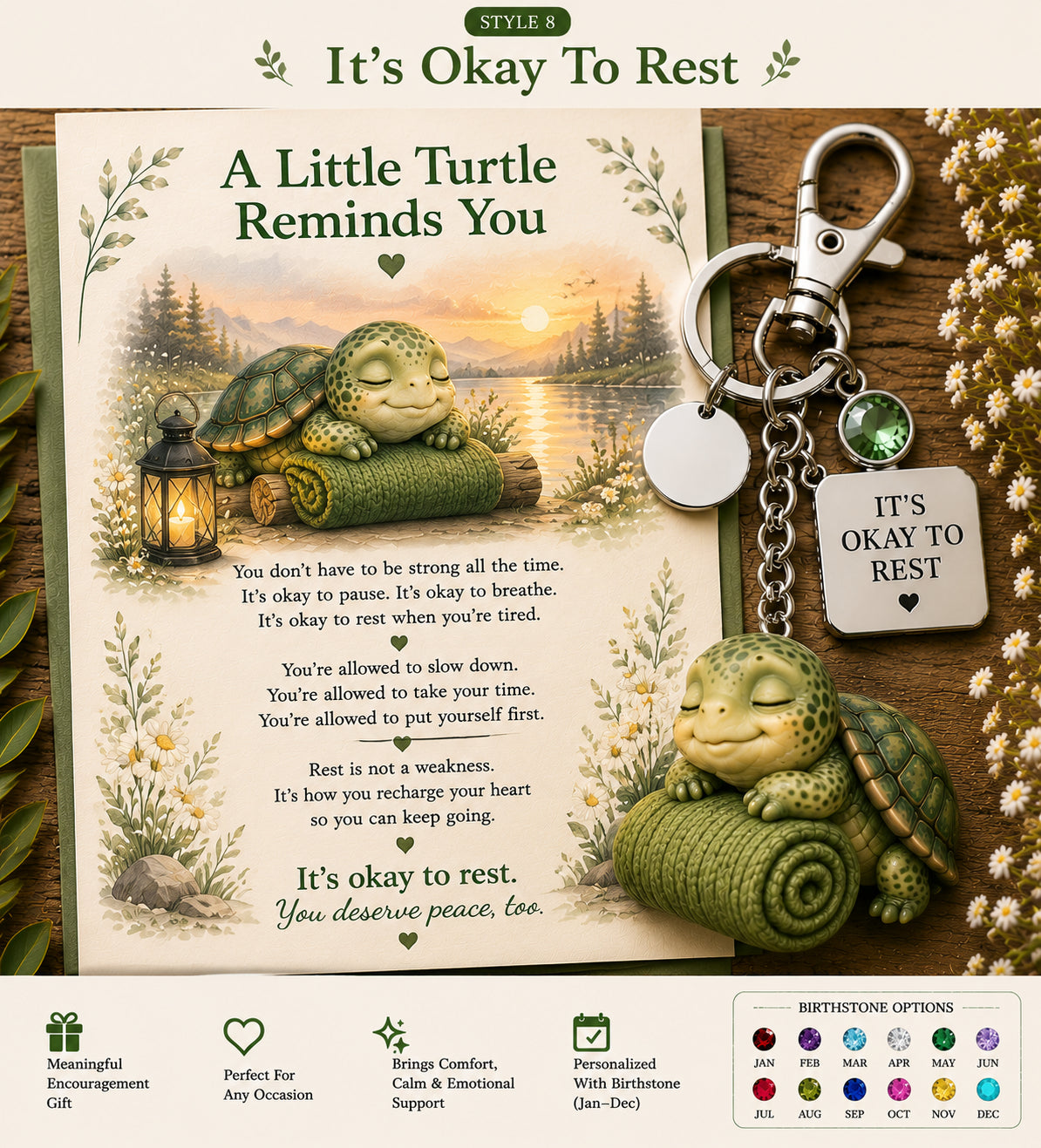 🔥Last Day Buy 3 Get 1 Free🐢 "Slow Still Counts" Turtle Keychain & Keepsake Card Set