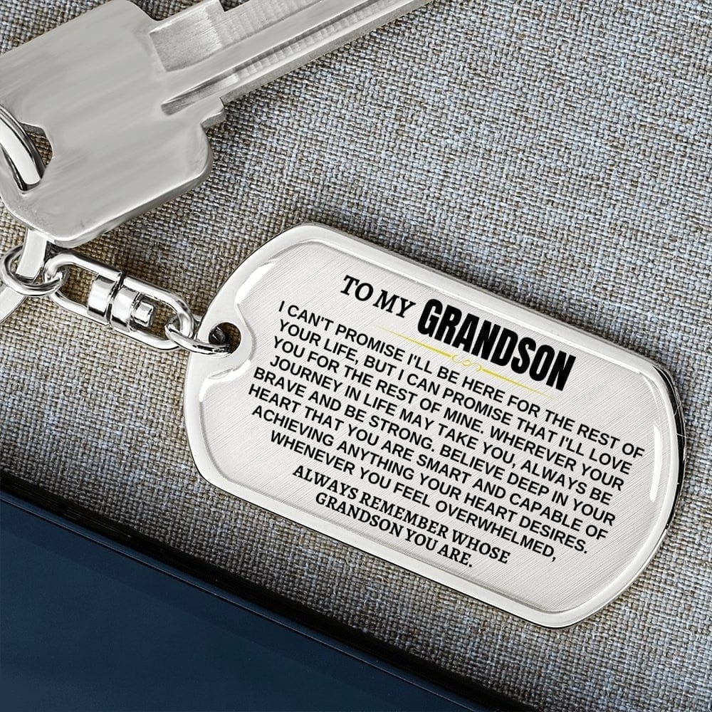 🎄🎁To My Grandson | Remember Whose Grandson You Are | Personalized Keychain (Perfect Christmas Gift to Grandson)