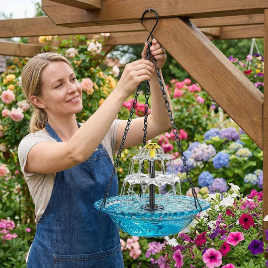 🔥Limited 60% OFF🔥-🐦💧Solar Cascade Hanging Bird Bath Fountain&Buy 2 Free Shipping🎁