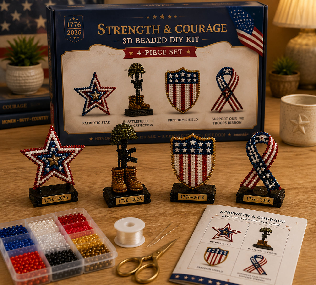 🇺🇸 American Heroes 3D Pearl DIY Kit – Celebrate 250 Years (1776–2026) 🧵✨