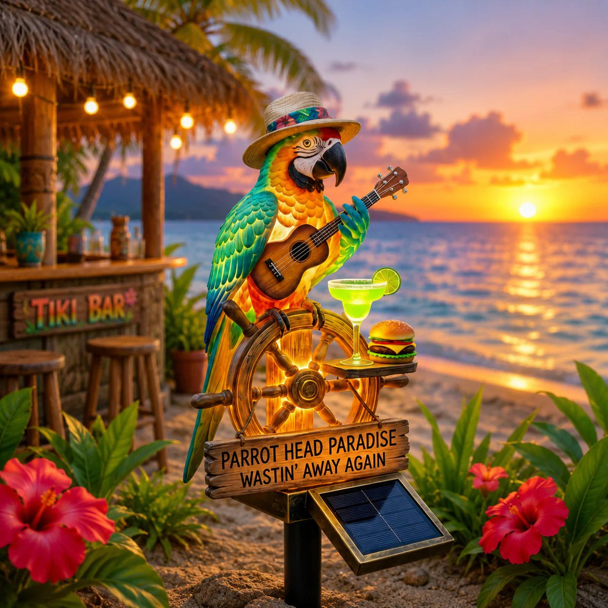 🌴 Solar-Powered Parrot Garden Light – “Wastin' Away Again”