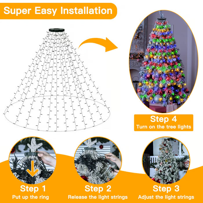 🎄Holiday Pre-Sale Save 49%🔥Waterproof Christmas Tree Waterfall Lights with Ring