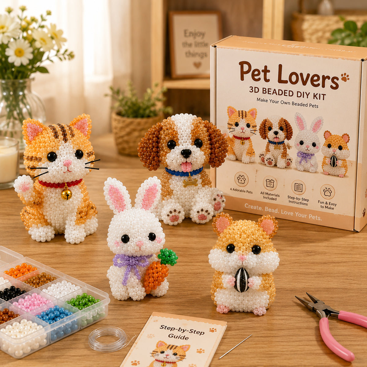 🧵✨ Tiny 3D Beaded Animal DIY Kit
