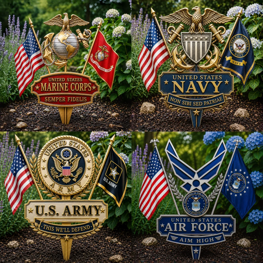 U.S Military Branch Tribute Garden Stake Collection, 🔥Buy 2 Free Shipping
