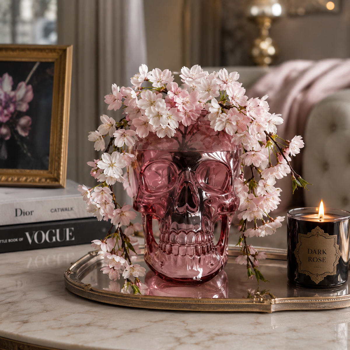 Translucent Skull Flower Vase