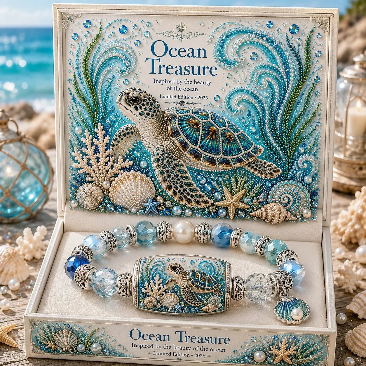 Ocean Theme Charm Bracelet Collection | Blue Beaded Marine Life Jewelry Inspired by the Sea 💙🐚