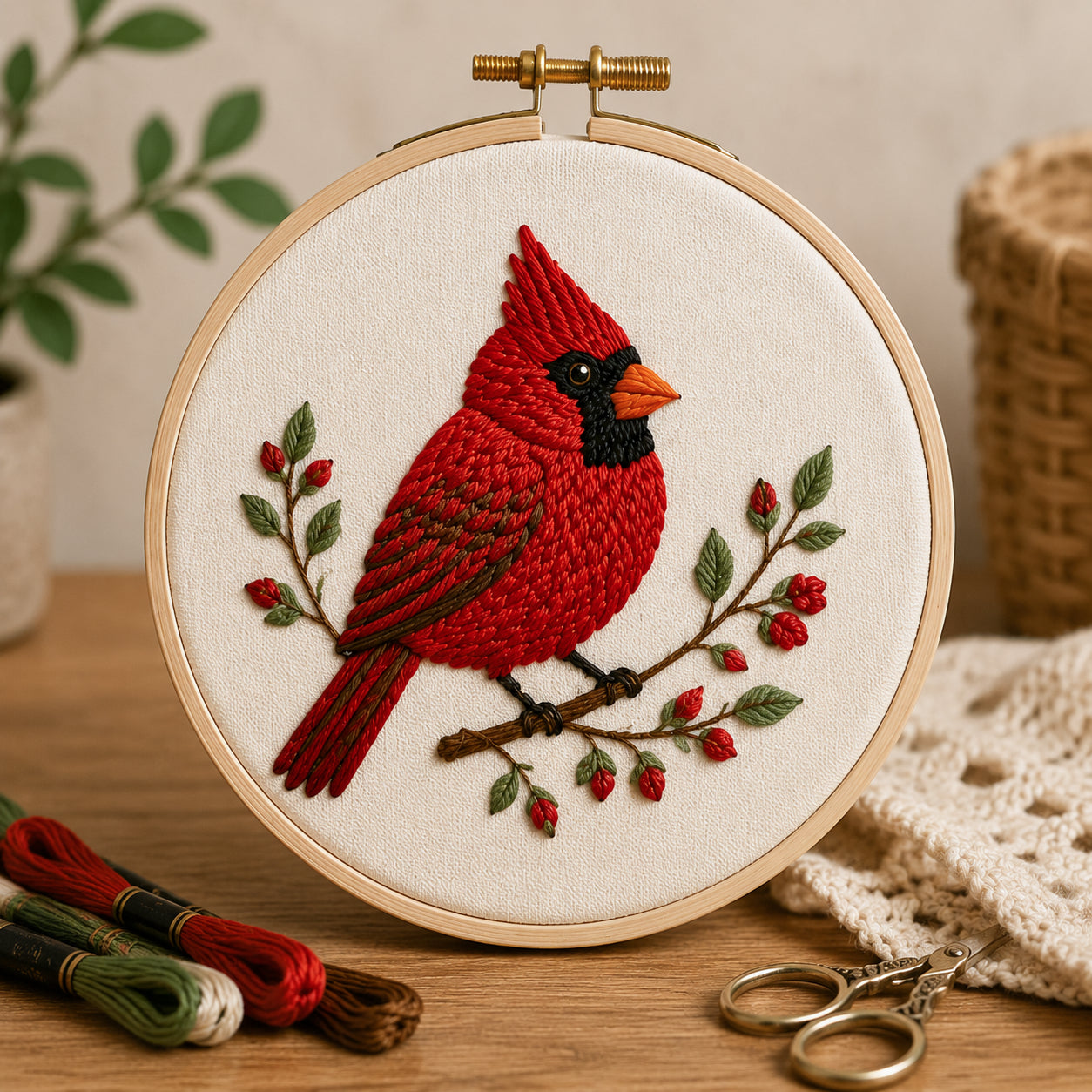 🧵✨ Bird Embroidery DIY Kit – 3D Handmade Wall Art Set