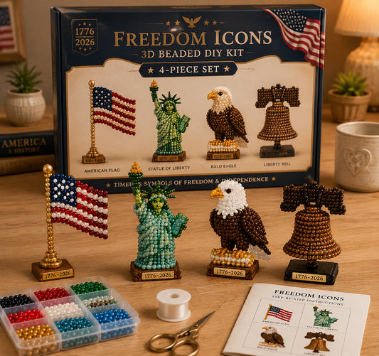 🇺🇸 American Heroes 3D Pearl DIY Kit – Celebrate 250 Years (1776–2026) 🧵✨