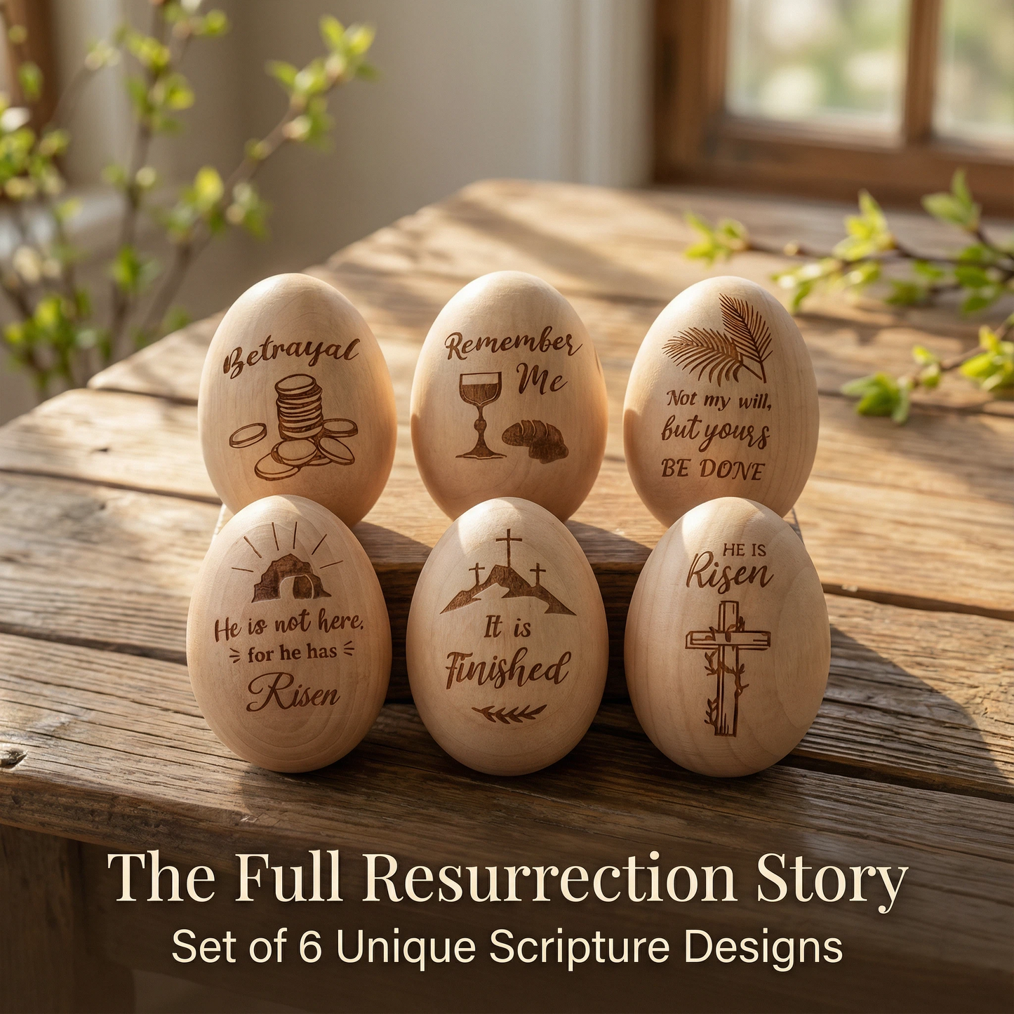 Christian Easter Wooden Eggs for Basket Stuffers & Gifts
