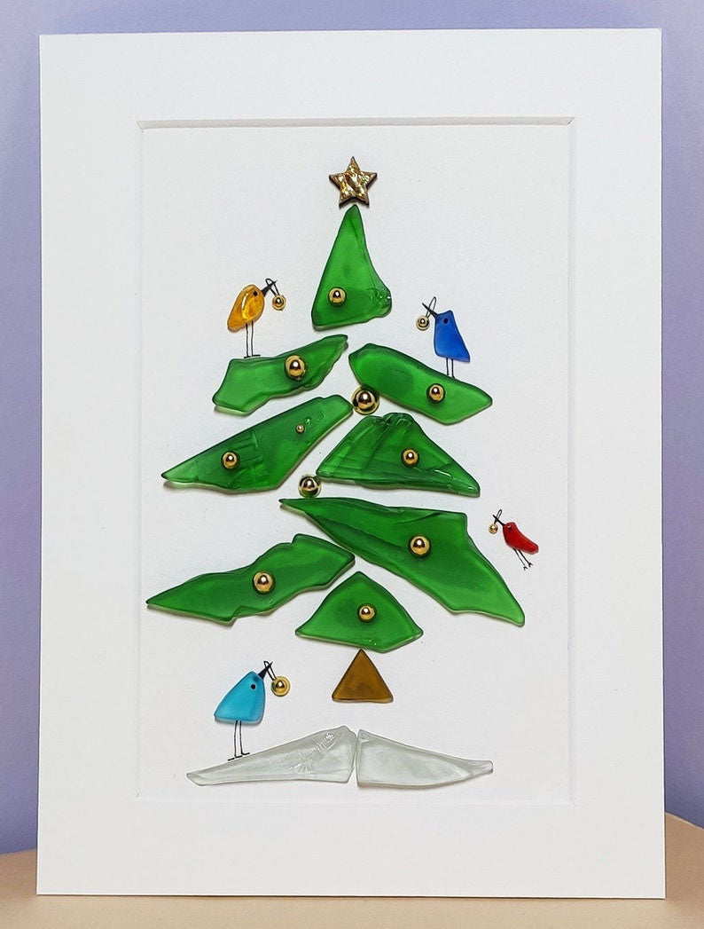 Sea Glass Christmas Tree Art