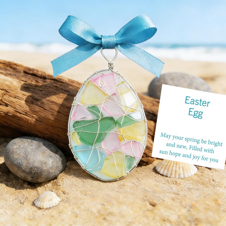 Handmade Sea Glass Easter Egg Pendant