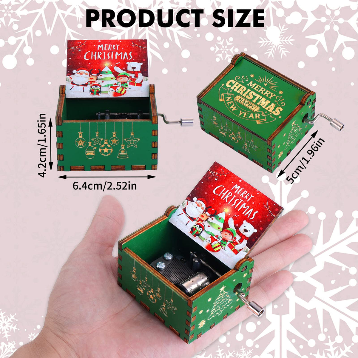 Wood Christmas Hand Crank Music Boxes