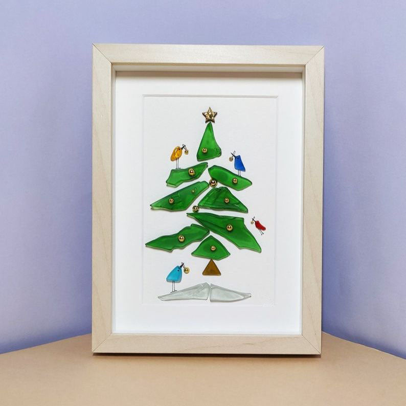Sea Glass Christmas Tree Art