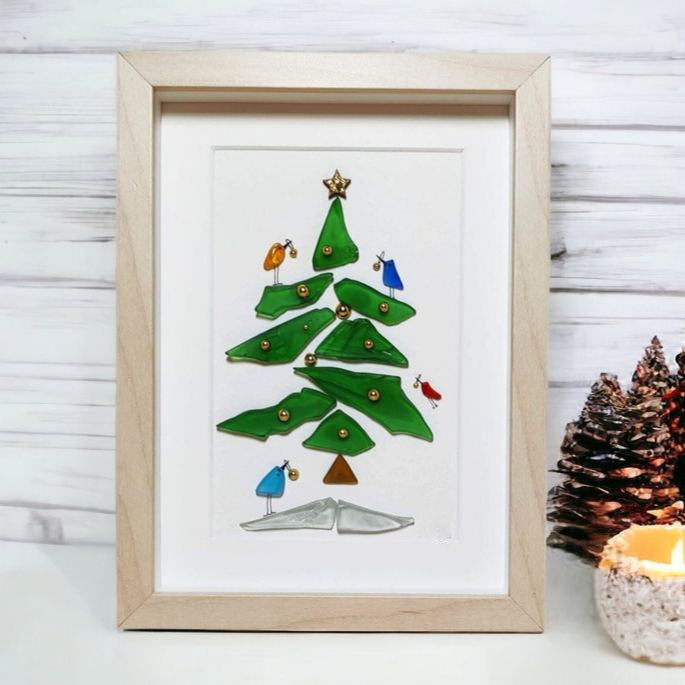 Sea Glass Christmas Tree Art