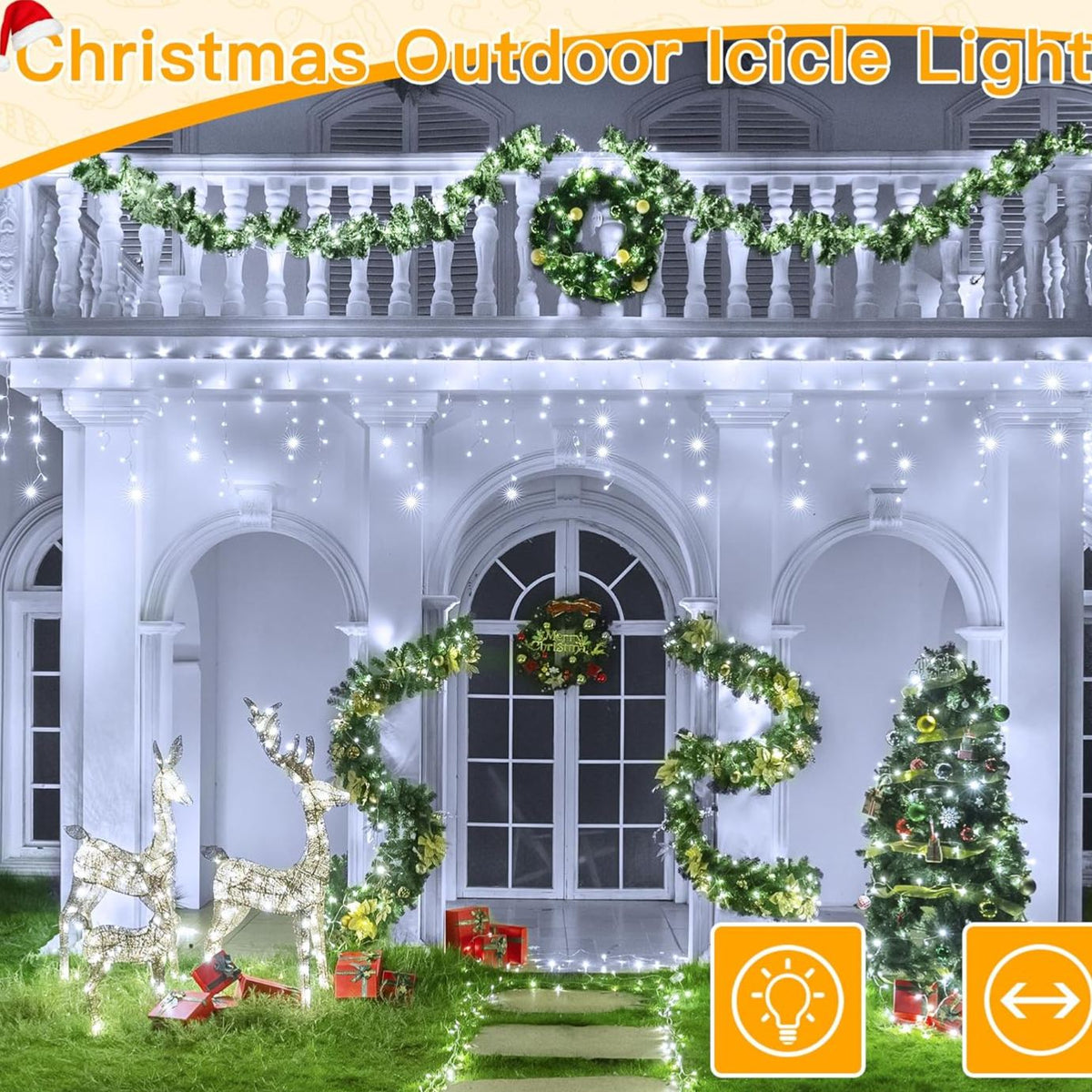 33 FT LED Christmas Icicle Lights with Remote