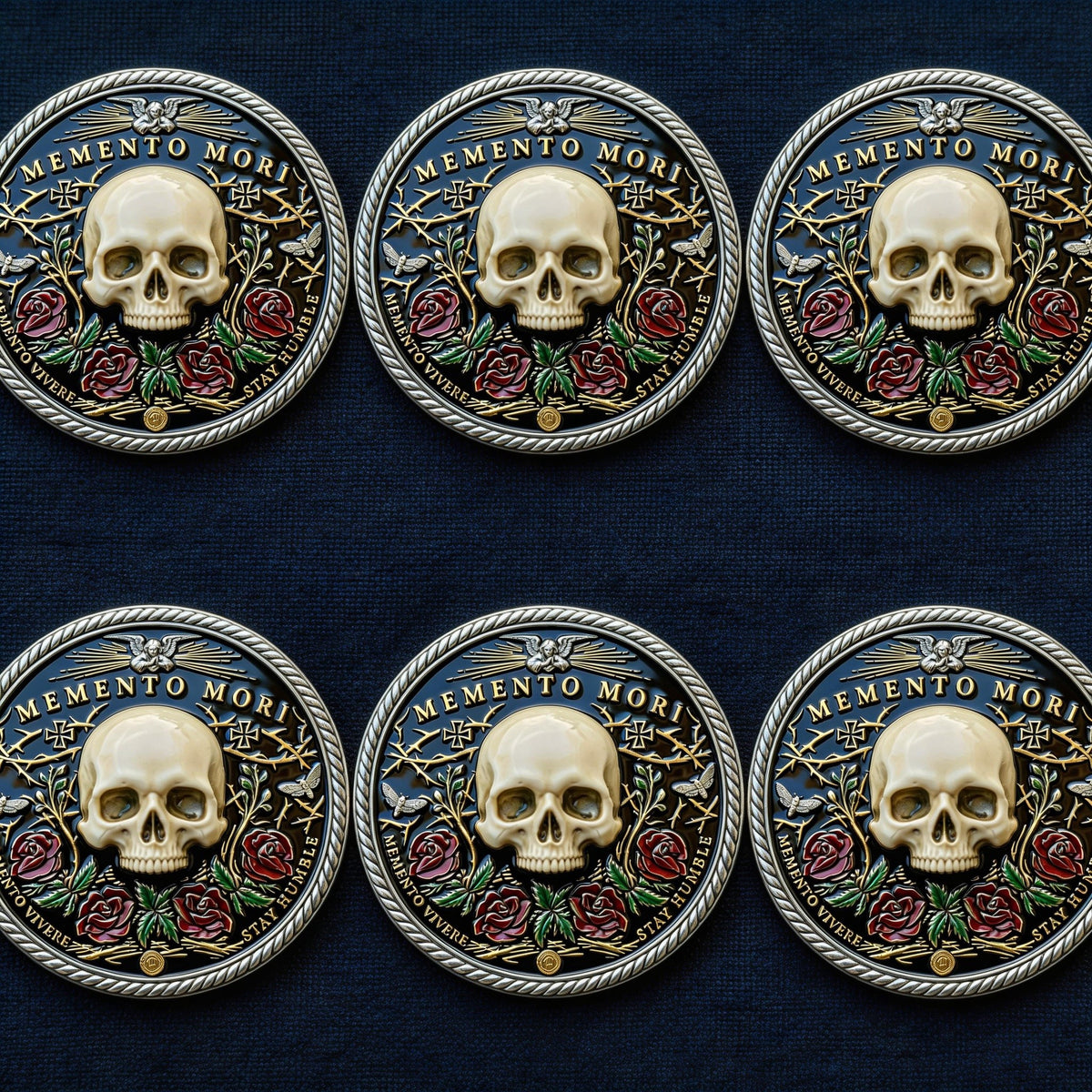 🌹💀Memento Mori Reflection 💎3D Carving Collector-Grade Coin