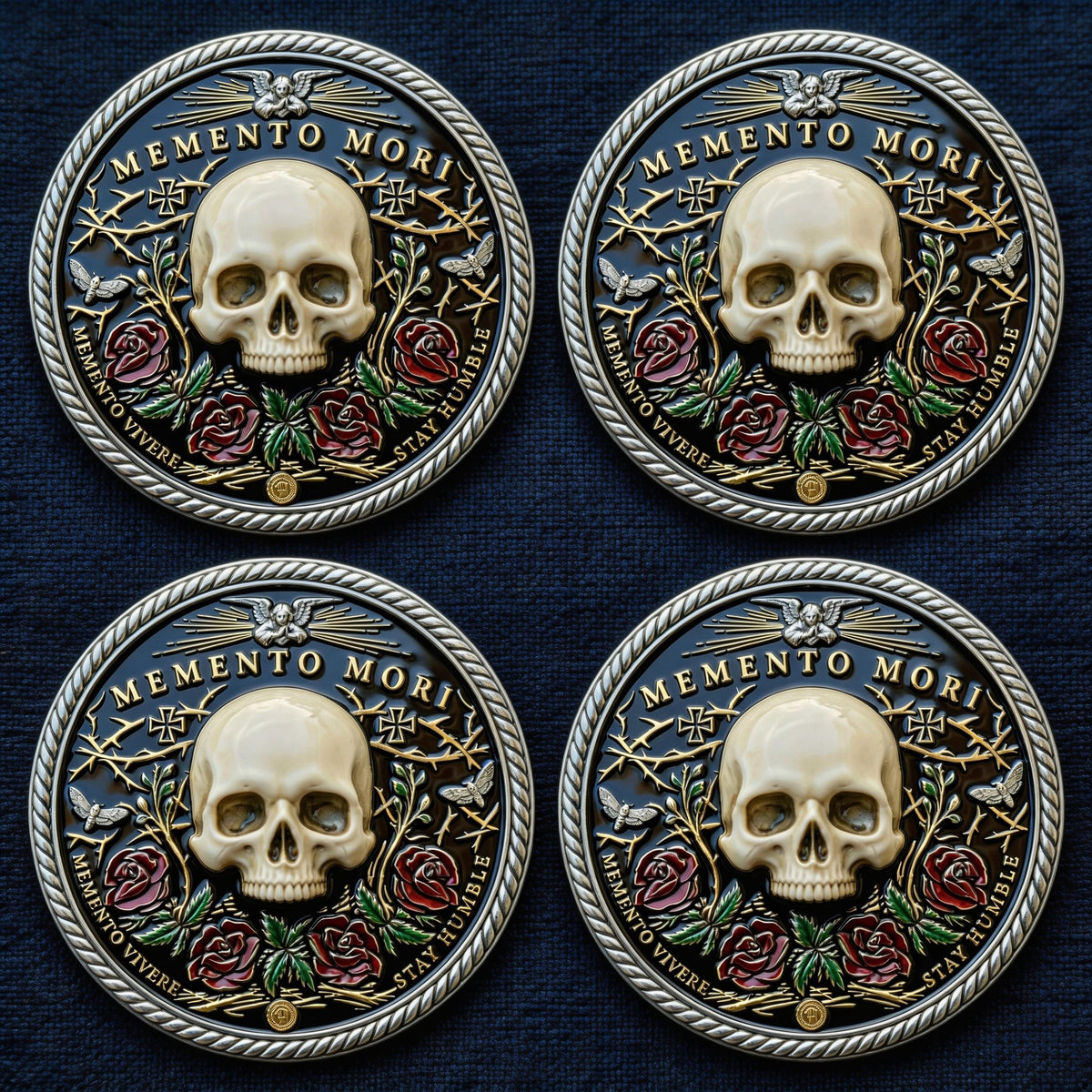 🌹💀Memento Mori Reflection 💎3D Carving Collector-Grade Coin