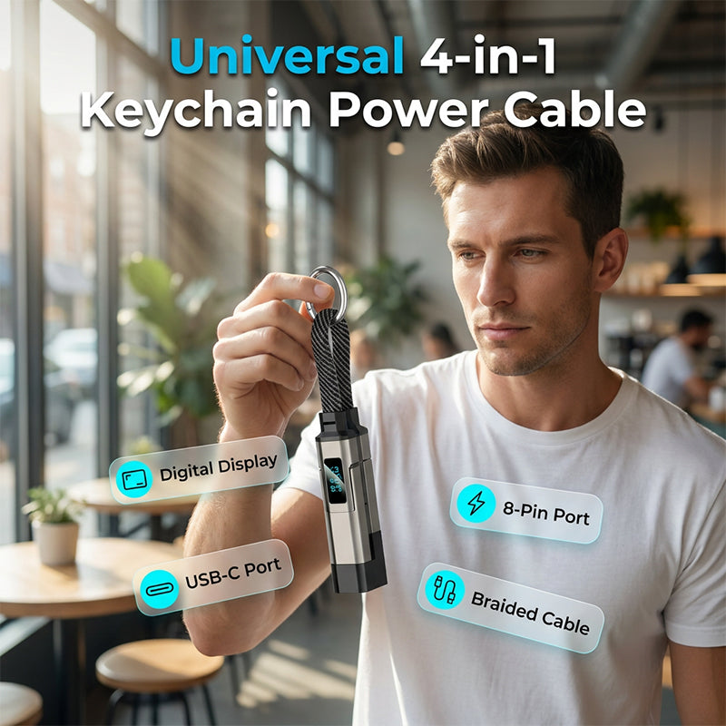 🔥HOT SALE 50% OFF🔥4-in-1 Digital Display Keychain Charging Cable