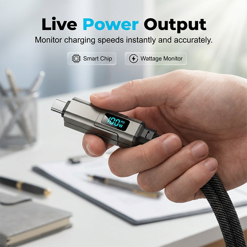 🔥HOT SALE 50% OFF🔥4-in-1 Digital Display Keychain Charging Cable