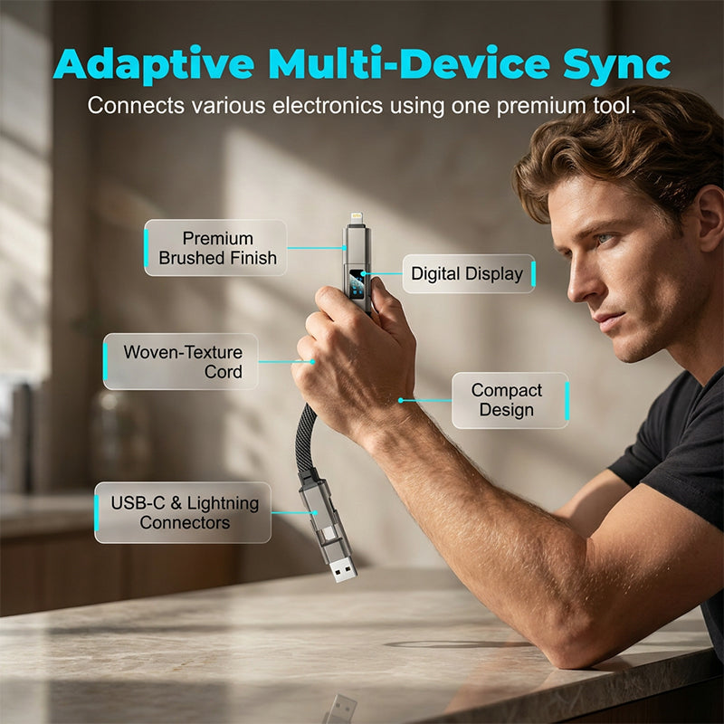 🔥HOT SALE 50% OFF🔥4-in-1 Digital Display Keychain Charging Cable